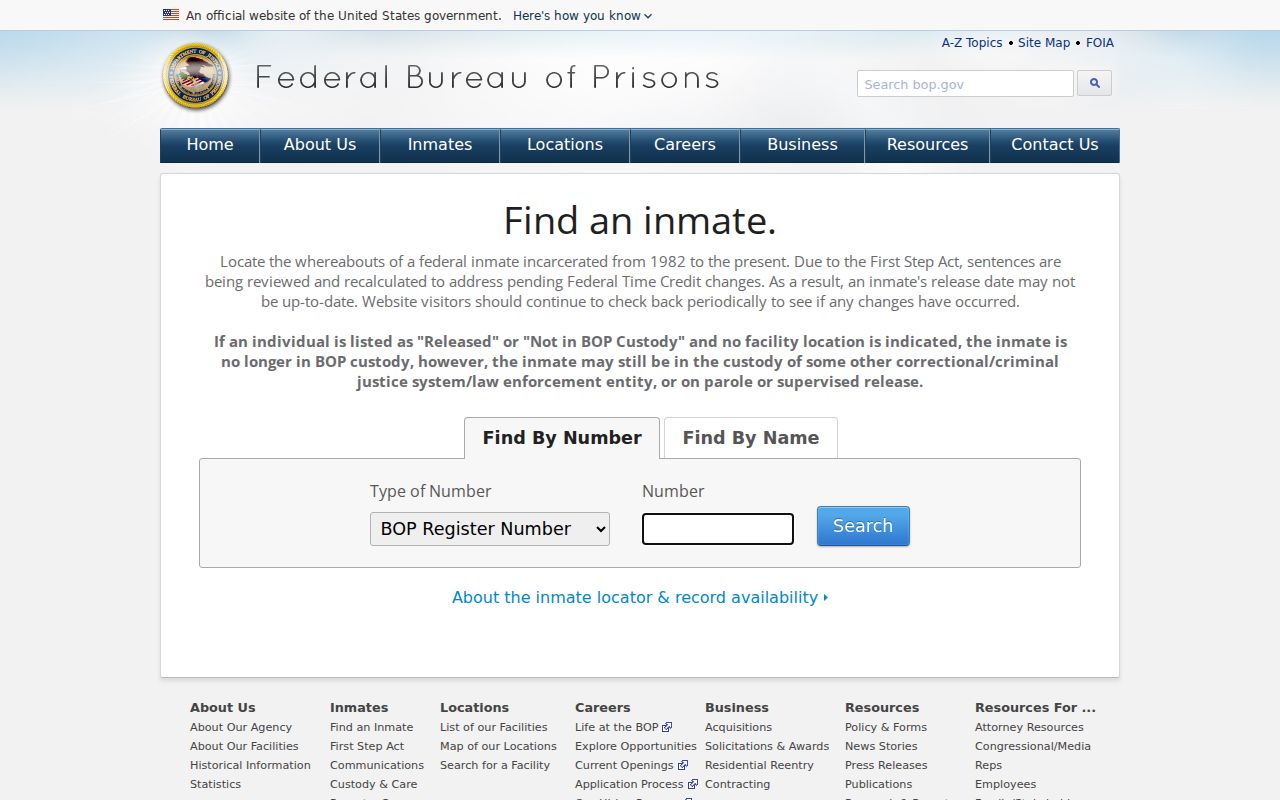 Federal custody locator for a Grant County arrest search