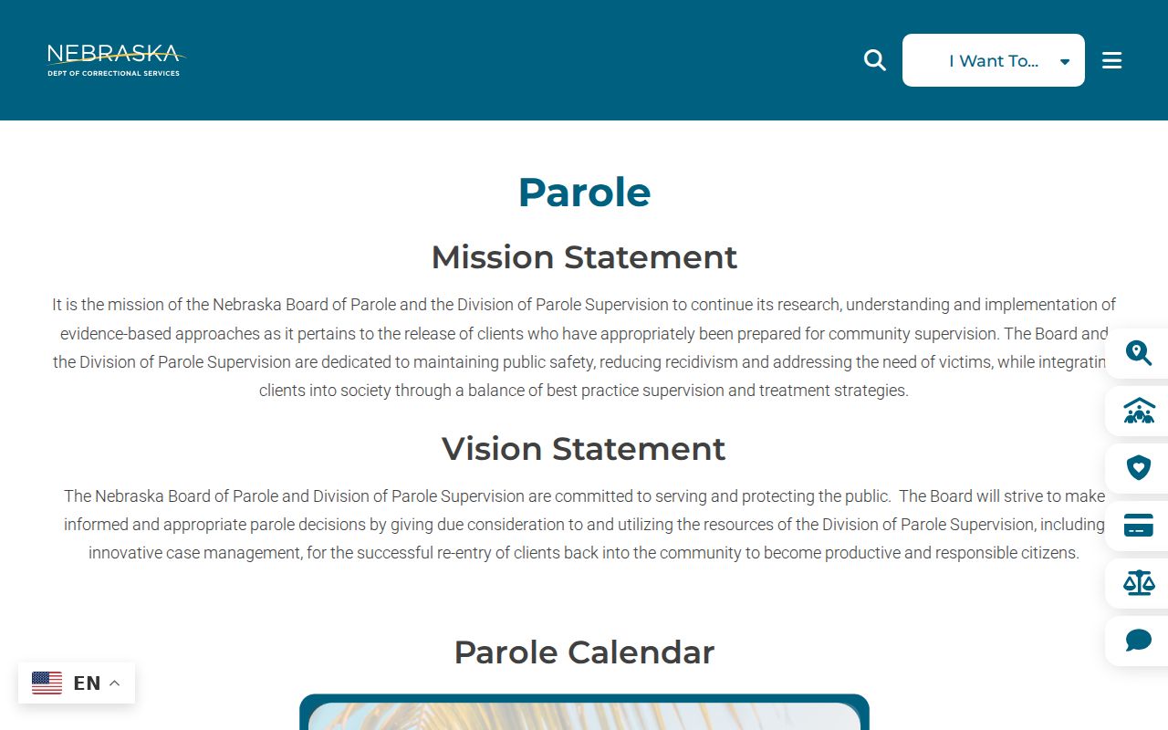 Nebraska parole structure relevant to Grant County arrest records