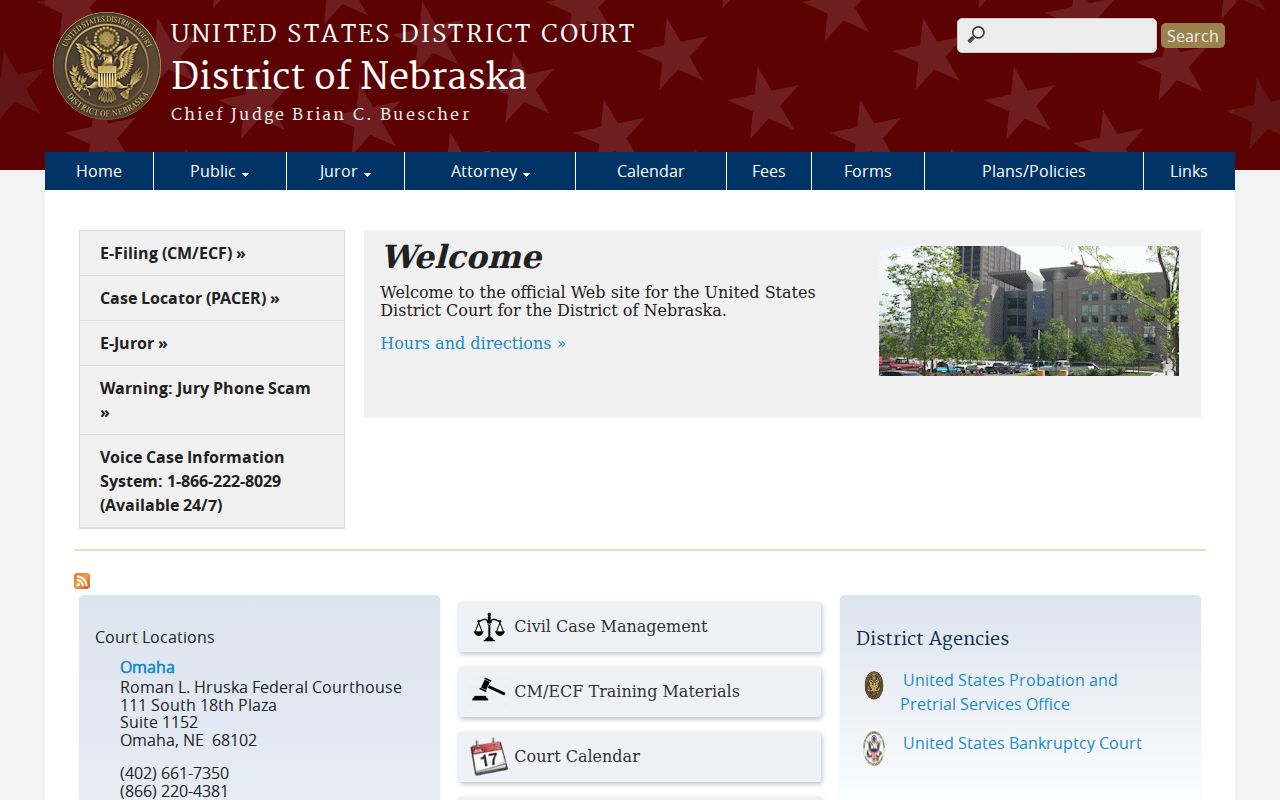 Federal District of Nebraska court layer outside Grant County court case lookup