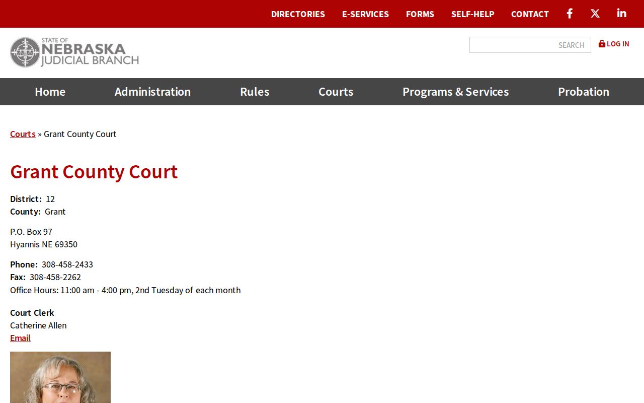 Grant County Court hours and contact details for court case lookup