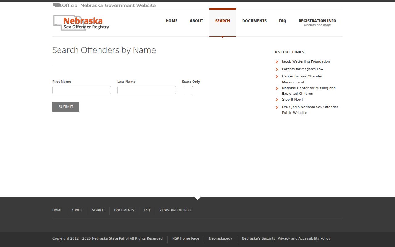 Grant County sex offender name lookup fields